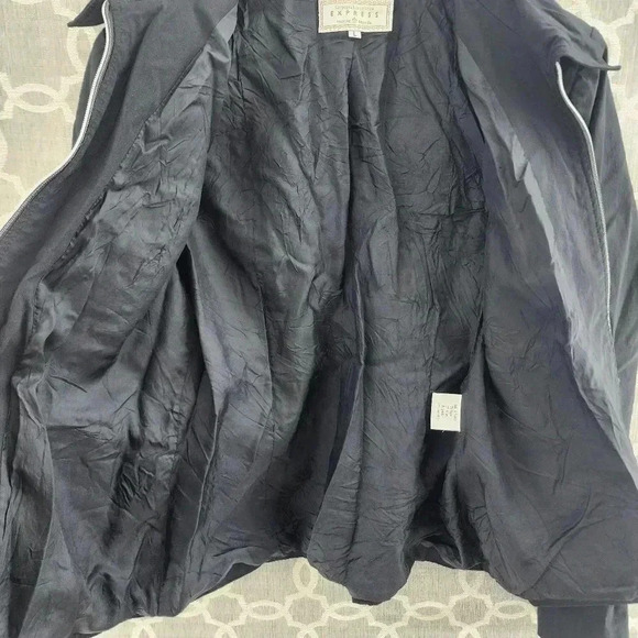 Express Made In France Stretched Black Full Zip Women's Blazer L - Picture 6 of 10